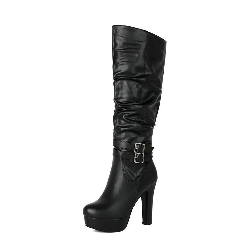 Chunky-heeled Over-the-knee Plus-size Boots For Women - Image 5