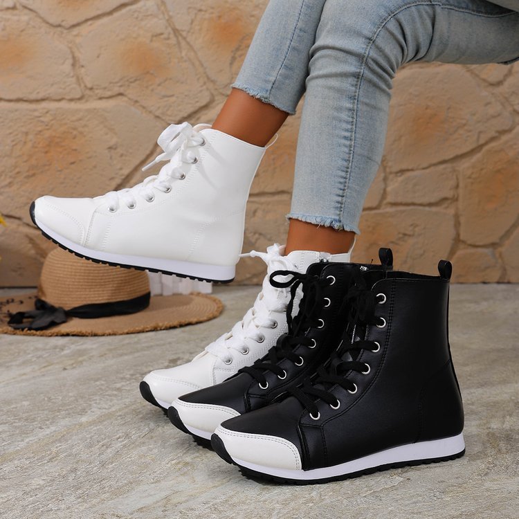 Womens Stylish Side-zip Flat Ankle Boots - Image 6