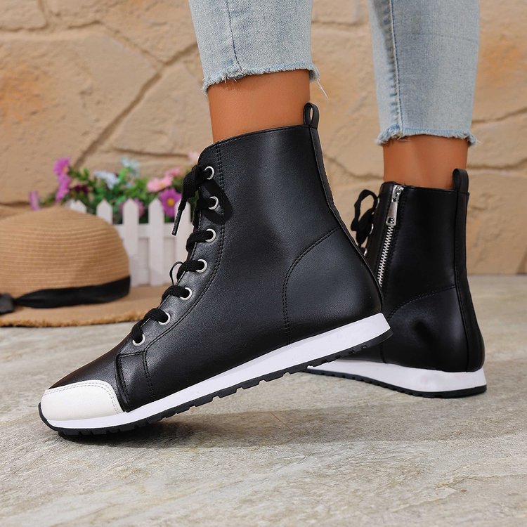 Womens Stylish Side-zip Flat Ankle Boots - Image 7