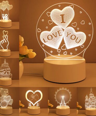 3D Lamp Acrylic USB LED Night Lights Neon Sign Lamp Xmas Home Decorations For Room Decor Valentines Day Gifts