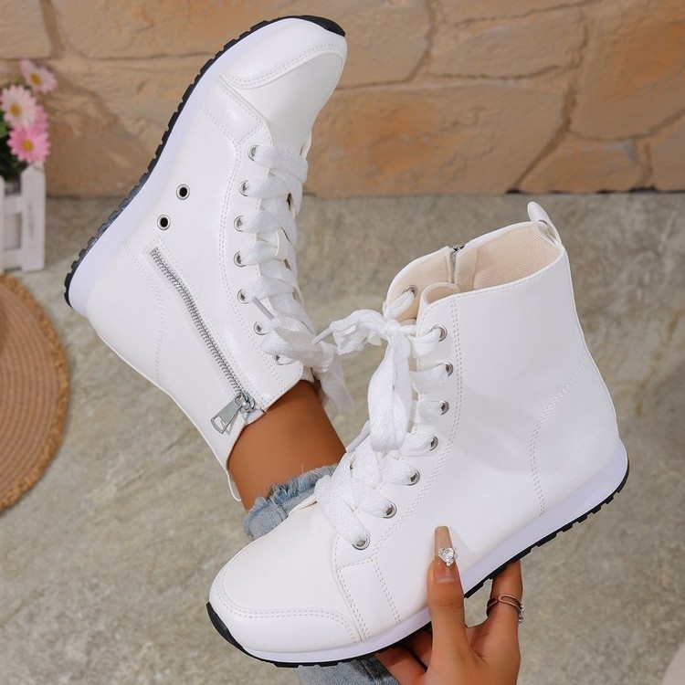 Womens Stylish Side-zip Flat Ankle Boots - Image 4