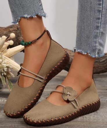 Retro Lightweight Womens Breathable Round-toe Shoes With Soft Soles