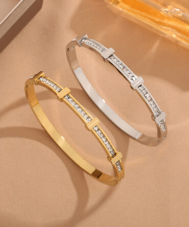 Rhinestone Bracelet Simple Zircon Double Layer Geometric Open Bracelet Jewelry