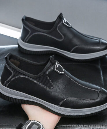 Mens Soft Leather Business-Casual British-Style Breathable Leather Shoes