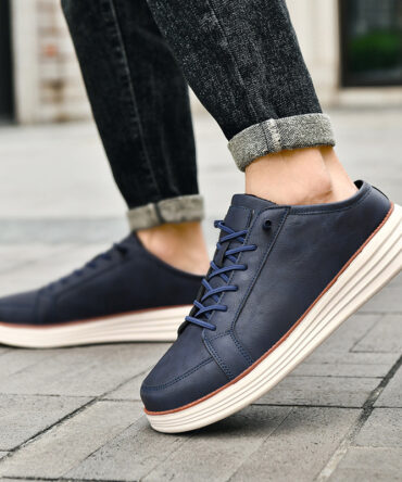 Mens Casual Lace-up Thermal Fleece-lined Chunky-soled Cotton Shoes