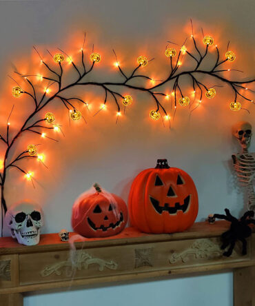 Halloween LED Willow Vine String Light Cool Cartoon Bat Pumpkin Decoration For Indoor Outdoor Party House Decor