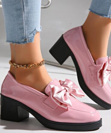 Womens Fashionable Bowtie Plus-Size High-Heel Pumps