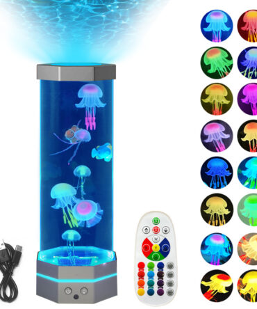 Jellyfish Lava Lamp 17 Colors Changing 15inch Jellyfish Lamp With Remote Control USB Plug-in Bubble Fish Lamp Kids Night Light Creative Projector Lamp Home Decor