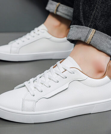 Spring New Mens White Sneakers With A Low-cut Design
