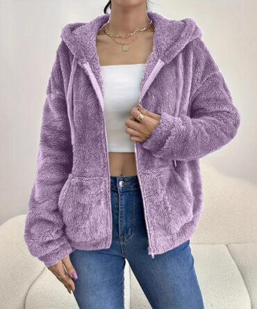 Casual Cozy Loose-fitting Hoodie With A Hood Zipper And Plush Pockets
