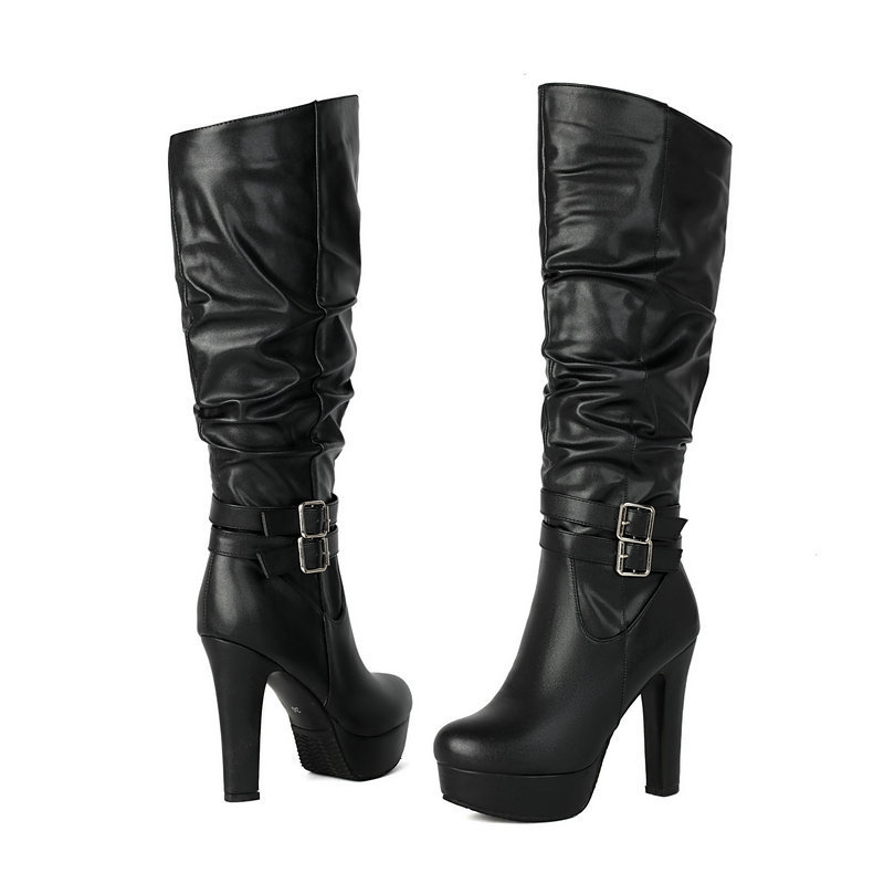 Chunky-heeled Over-the-knee Plus-size Boots For Women - Image 4
