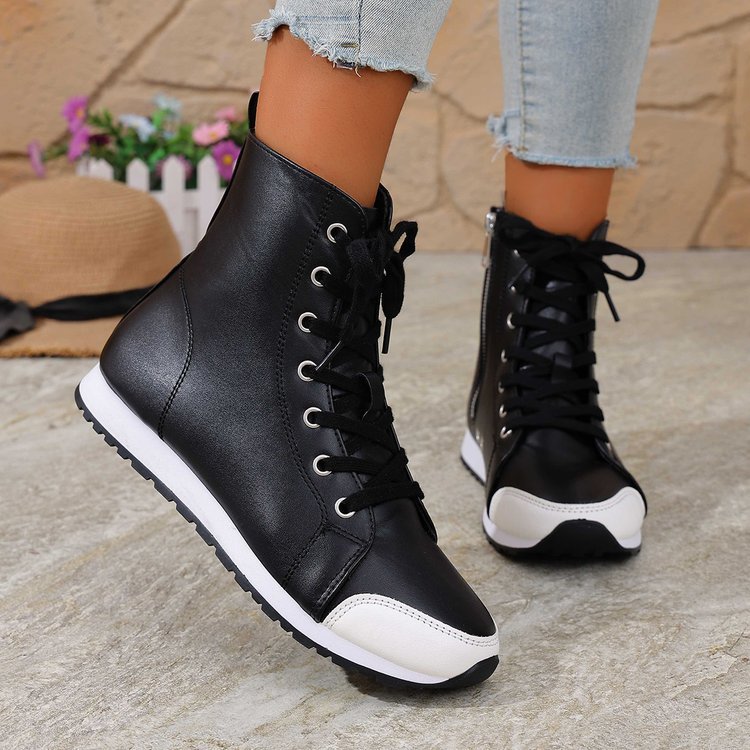 Womens Stylish Side-zip Flat Ankle Boots - Image 2