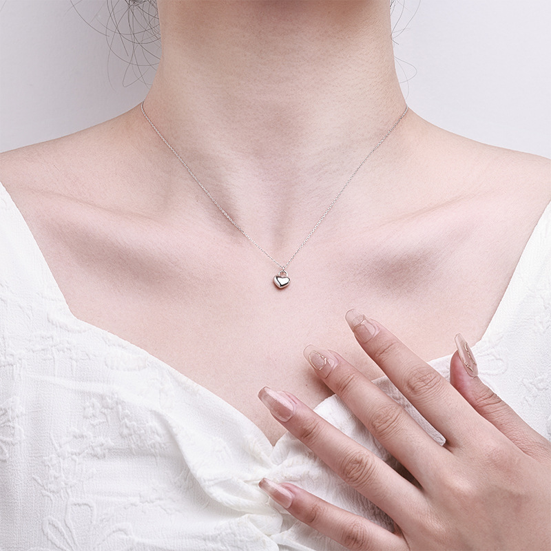 Stylish Sterling Silver Heart Pendant Necklace With A Smooth Finish - Image 2