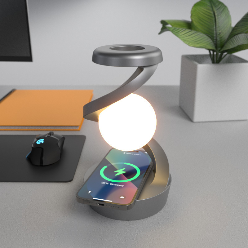 Rotating Moon Desk Lamp With Phone Wireless Charging Sensor Control Table Lamps Decorative Desktop Lamp Small Night Lamp Home Decor - Image 2