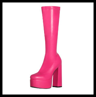 High-elasticity Mid-calf Womens Leather Boots With A Leopard Print - Image 9