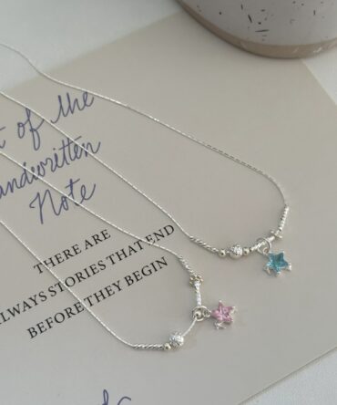 S925 Silver Niche Sweet Color-Diamond Star Collarbone Necklace